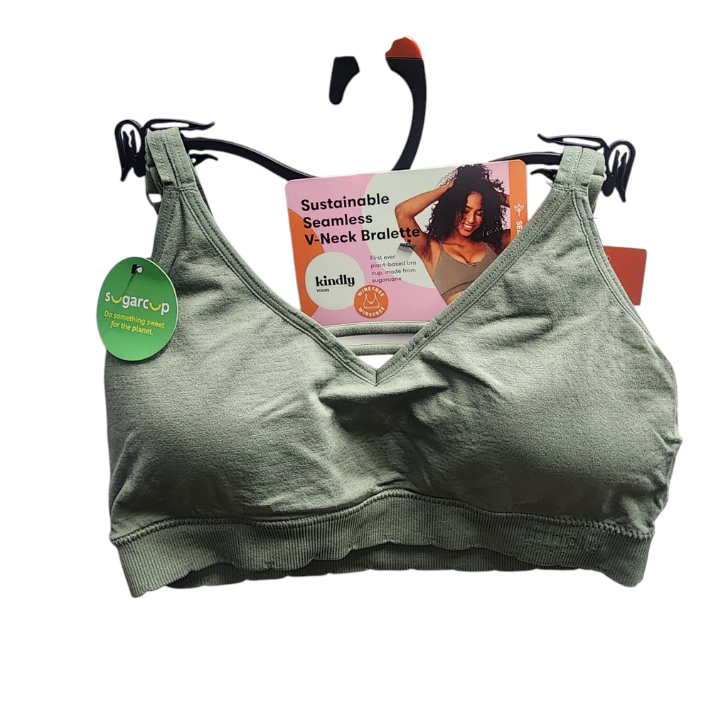 Green Seamless Comfort Bra with Wide Straps